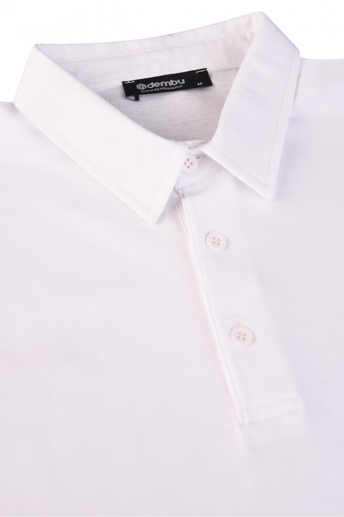 Vav Tasarım Punto Baskılı Pamuk Polo Yaka Beyaz T-shirt 23'